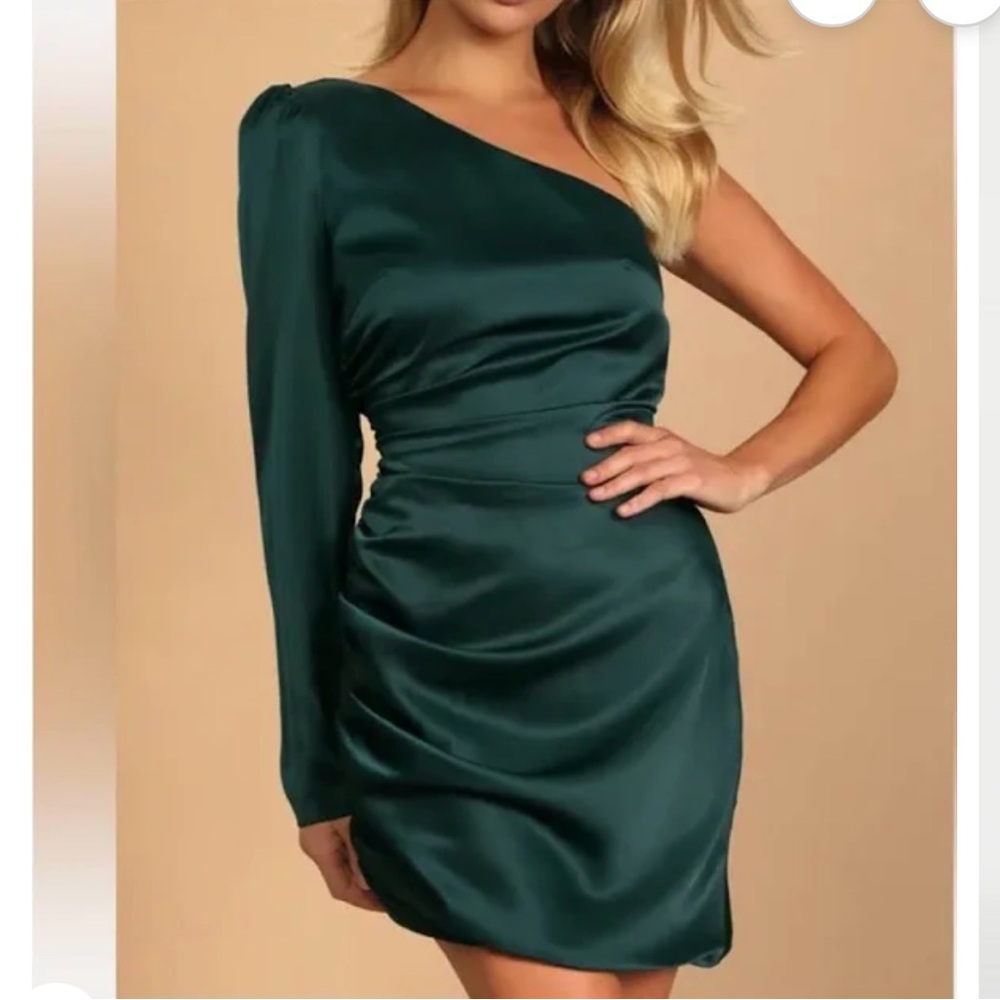 Lulu's Teal One-Shoulder Dress